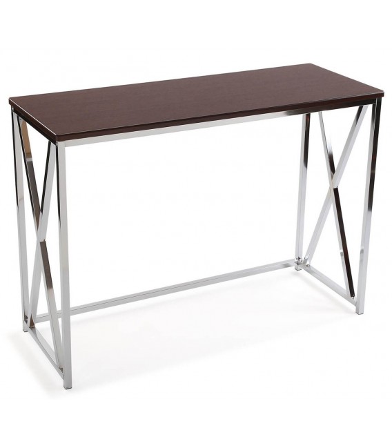 Consola de Entrada Tapa en Madera Color Caoba y Metal Cromado Mdmhogar