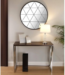 Consola de Entrada Tapa en Madera Color Caoba y Metal Cromado Mdmhogar