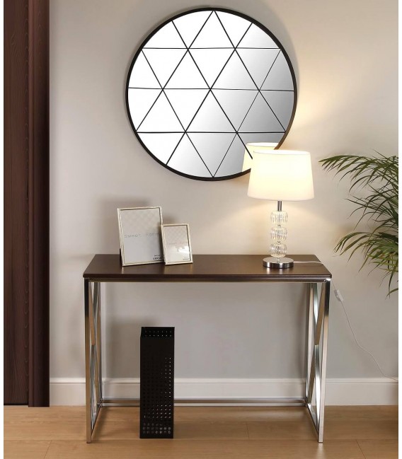 Consola de Entrada Tapa en Madera Color Caoba y Metal Cromado Mdmhogar