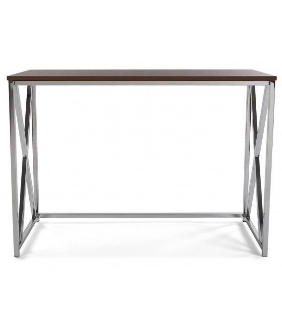 Consola de Entrada Tapa en Madera Color Caoba y Metal Cromado Mdmhogar