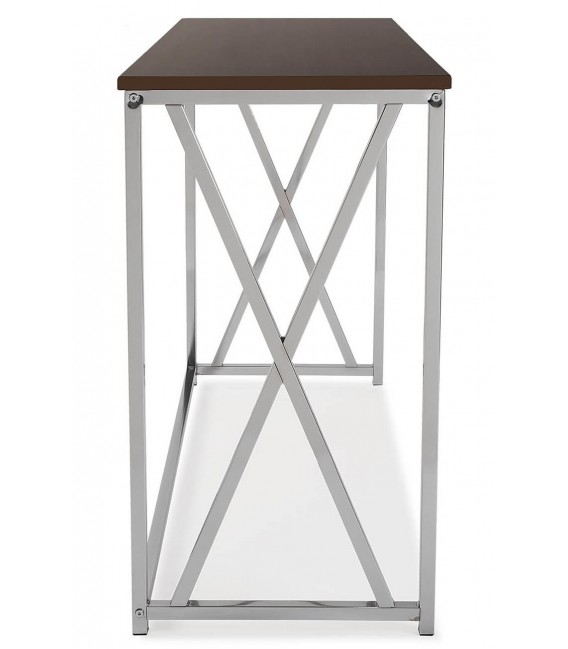 Consola de Entrada Tapa en Madera Color Caoba y Metal Cromado Mdmhogar