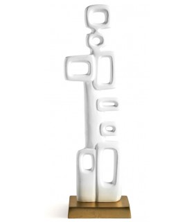 Figura Decorativa de Aluminio en Blanco y Oro Mdmhogar