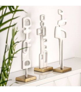 Figura Decorativa de Aluminio en Blanco y Oro Mdmhogar