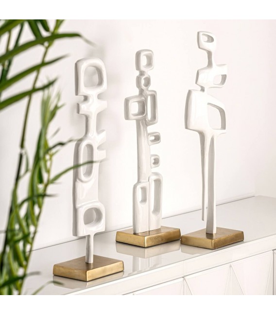 Figura Decorativa de Aluminio en Blanco y Oro Mdmhogar