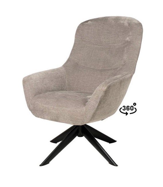 Butaca Giratoria de Estilo Industrial tapizada en tela gris Mdmhogar