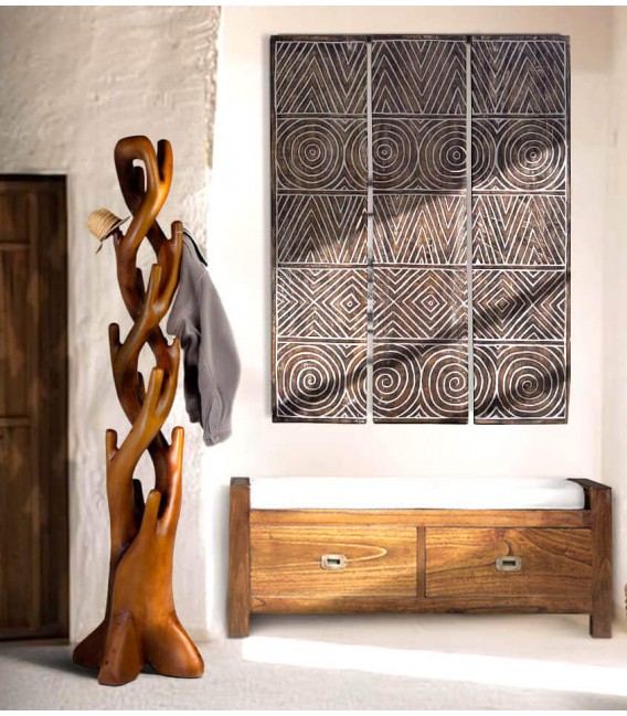 Perchero de Pie Estilo Colonial de Madera de Suar mdmhogar