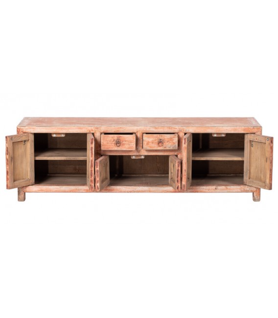 Mueble de TV Madera de Pino Natural Decapada en Color Teja Mdmhogar