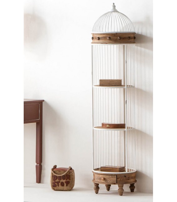 Estantería Redonda con Cajón en Forma de Jaula Mdmhogar