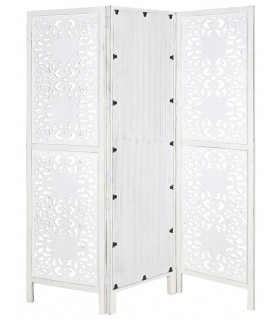 Biombo de Madera de Mango Tallada a Mano con Espejo