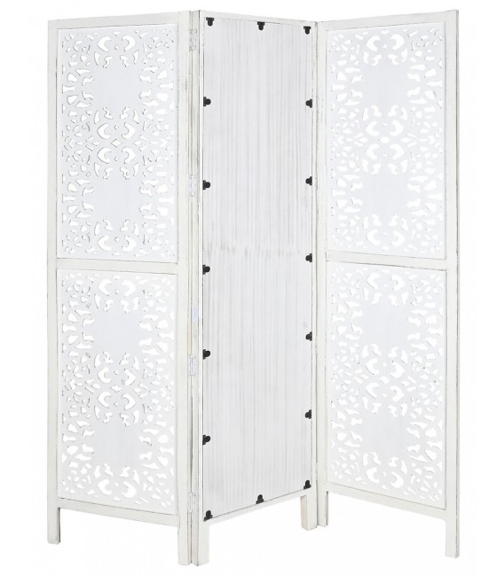 Biombo de Madera de Mango Tallada a Mano con Espejo