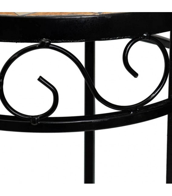 Juego de 3 Pedestales de Hierro Negro y Cerámica Gris y Beige Mdmhogar