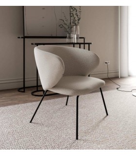 Butaca Pequeña Minimalista en Tela Beige Mdmhogar