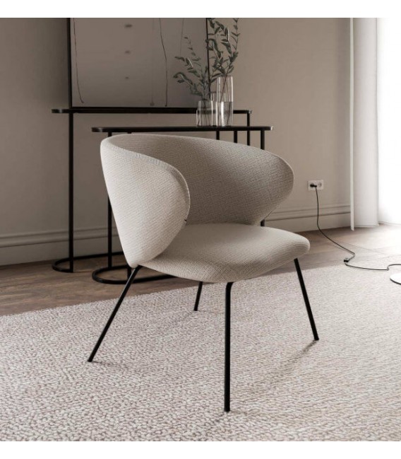 Butaca Pequeña Minimalista en Tela Beige Mdmhogar
