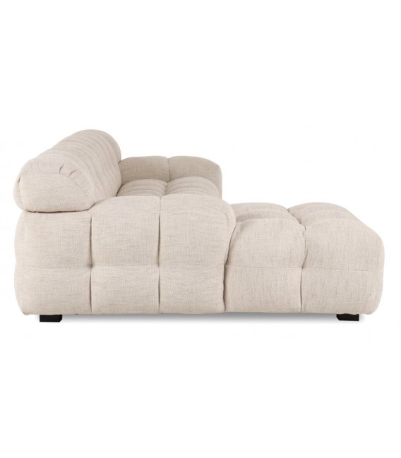 Sofá de Tres Plazas con Chaise Longue en Tela Efecto Lino Beige Mdmhogar2