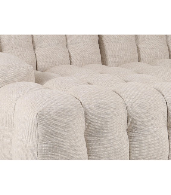 Sofá de Tres Plazas con Chaise Longue en Tela Efecto Lino Beige Mdmhogar