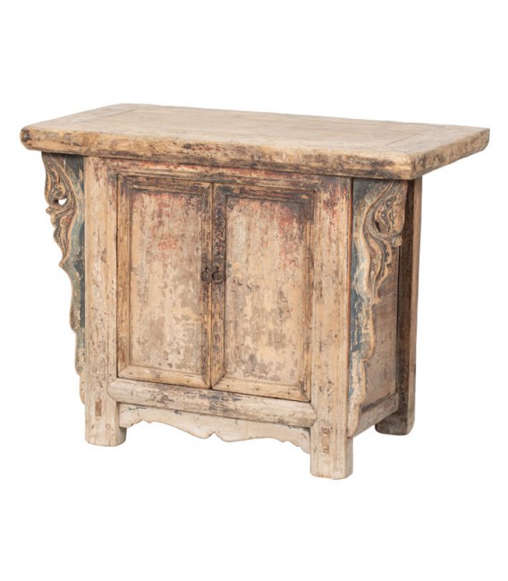 Taquillón Antiguo de Madera de Álamo Tallado a Mano: Pieza Única Mdmhogar