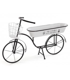 Macetero Original con Forma de Bicicleta en Metal Blanco y Negro Mdmhogar1