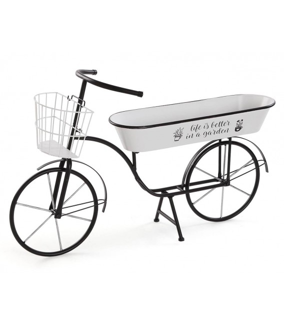 Macetero Original con Forma de Bicicleta en Metal Blanco y Negro Mdmhogar1
