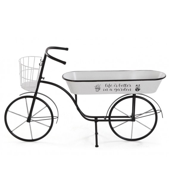 Macetero Original con Forma de Bicicleta en Metal Blanco y Negro Mdmhogar2