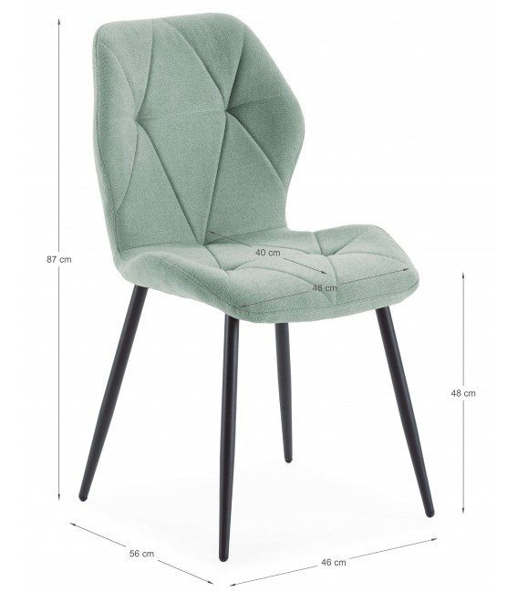 Silla Metálica Tapizada en Tela Aguamarina Mdmhogar