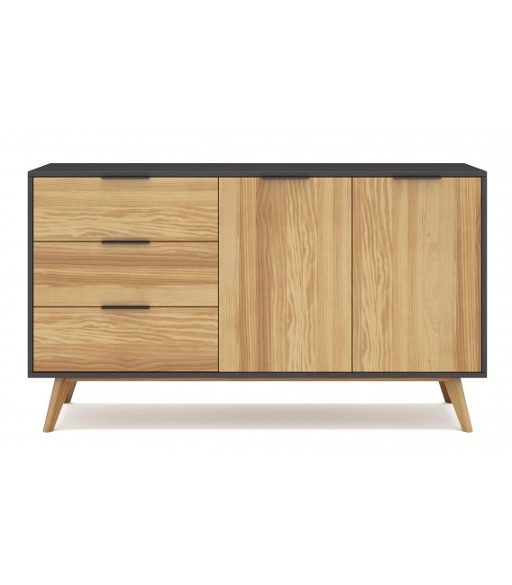 Aparador Nórdico en Gris Oscuro y Madera Natural Mdmhogar2