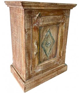 Mesita de Noche Antigua de Madera Maciza Tallada a Mano con Puerta Mdmhogar