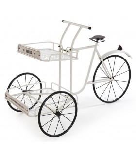 Macetero Original en Forma de Triciclo de Metal Blanco y Negro Mdmhogar1
