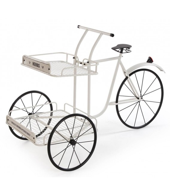 Macetero Original en Forma de Triciclo de Metal Blanco y Negro Mdmhogar1