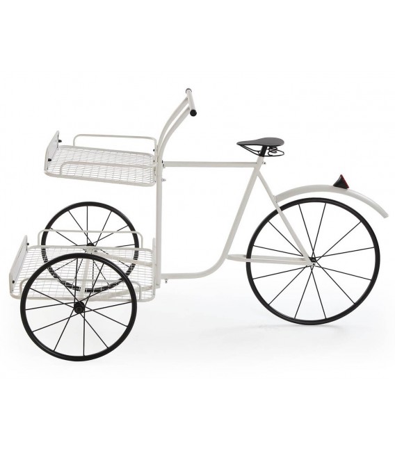 Macetero Original en Forma de Triciclo de Metal Blanco y Negro Mdmhogar2