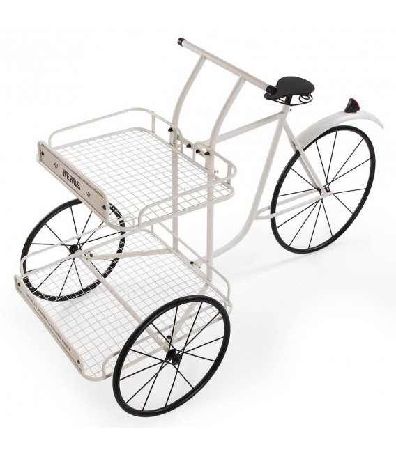 Macetero Original en Forma de Triciclo de Metal Blanco y Negro Mdmhogar3