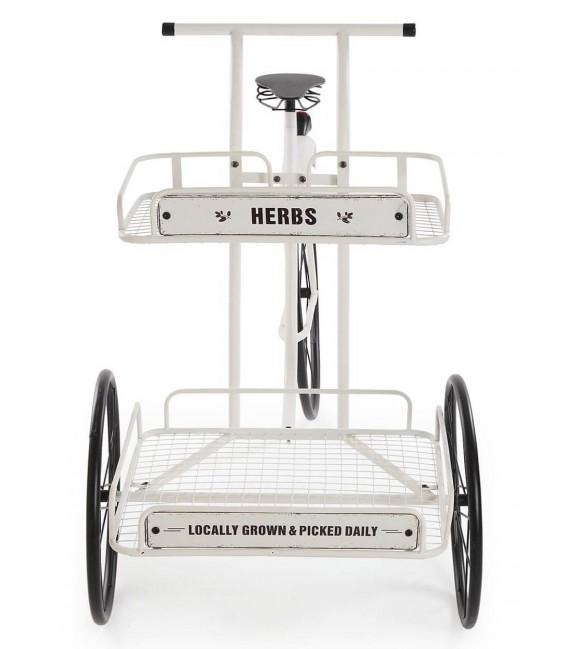 Macetero Original en Forma de Triciclo de Metal Blanco y Negro Mdmhogar4