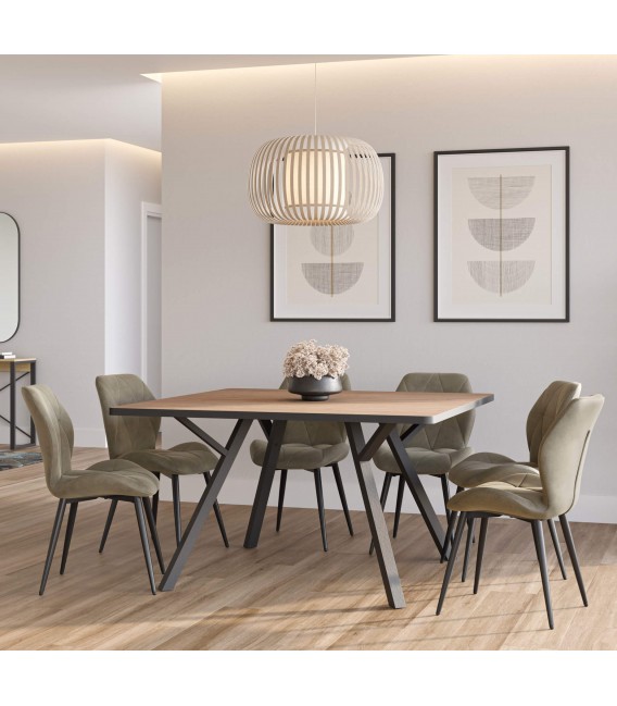 Silla Metálica Tapizada en Tela Color Caqui Mdmhogar1