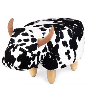 Puf Reposapiés Estilo Moderno Vintage con Diseño de Vaca Lechera Mdmhogar