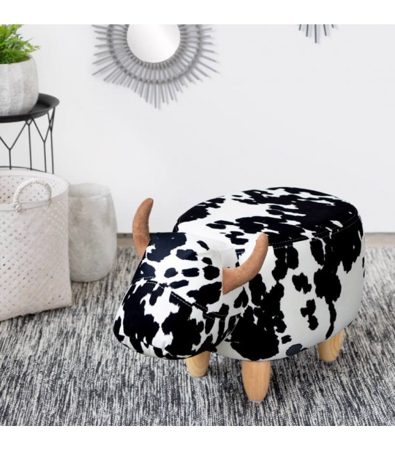 Puf Reposapiés Estilo Moderno Vintage con Diseño de Vaca Lechera Mdmhogar