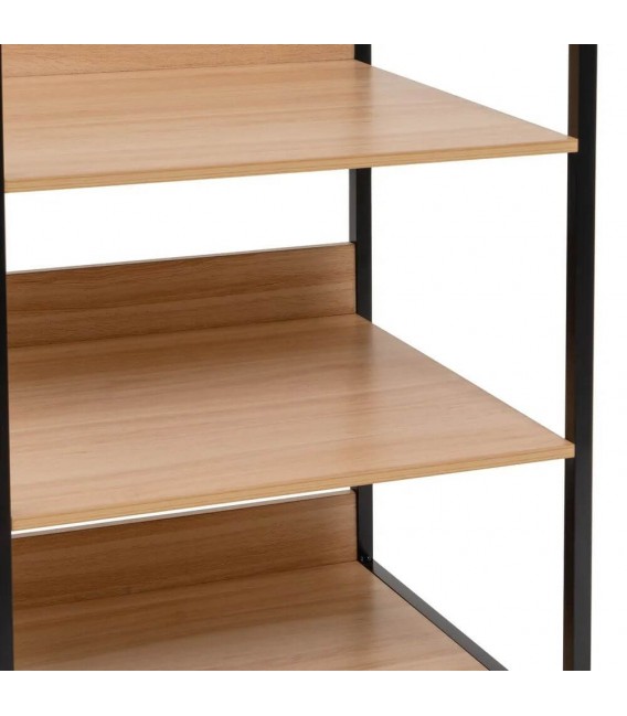 Armario ropero modular de diseño industrial en imitación haya y metal negro Mdmhogar3