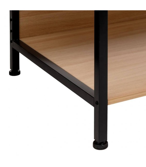 Armario ropero modular de diseño industrial en imitación haya y metal negro Mdmhogar5