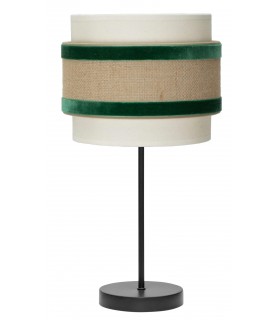 Lámpara de sobremesa con pantalla en lino, saco y terciopelo verde mdmhogar
