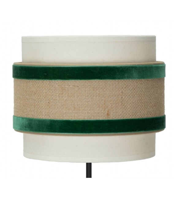 Lámpara de sobremesa con pantalla en lino, saco y terciopelo verde mdmhogar1