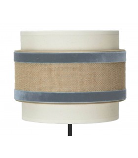 Lámpara de sobremesa pantalla en lino, tela de saco y terciopelo azul Mdmhogar1