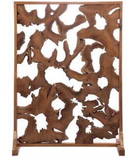 Biombo Paraban de Madera de Pino y Raíz de Teca Natural Mdmhogar1