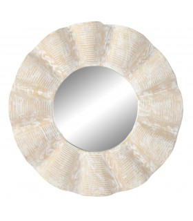 Espejo Redondo de Madera de Teca Tallada a Mano Mdmhogar