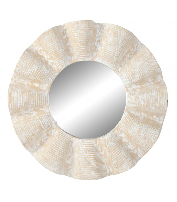 Espejo Redondo de Madera de Teca Tallada a Mano Mdmhogar