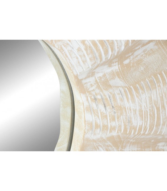 Espejo Redondo de Madera de Teca Tallada a Mano Mdmhogar2