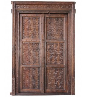 Puerta Antigua de Madera Tallada en Nogal Mdmhogar