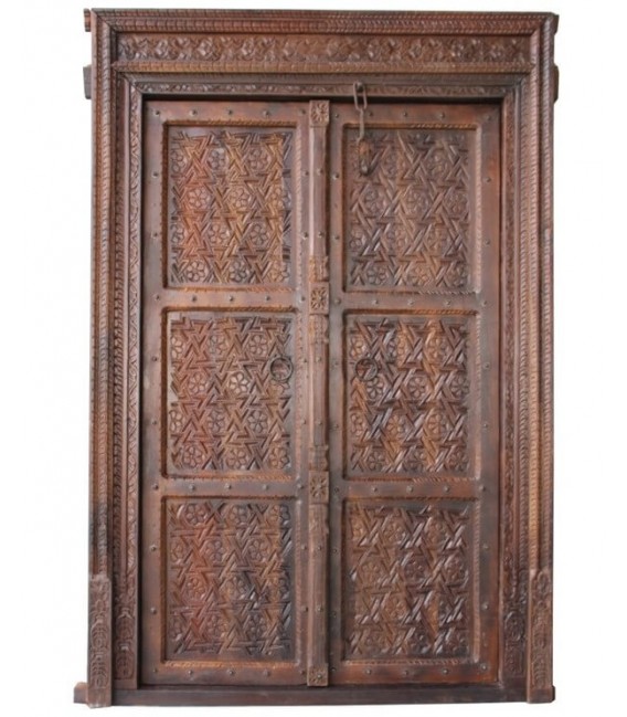 Puerta Antigua de Madera Tallada en Nogal Mdmhogar