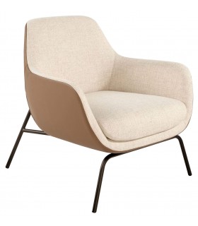 Butaca Sofisticada en Textil Crema y Polipiel Marrón Mdmhogar1