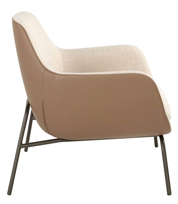 Butaca Sofisticada en Textil Crema y Polipiel Marrón Mdmhogar3