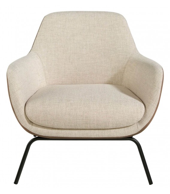 Butaca Sofisticada en Textil Crema y Polipiel Marrón Mdmhogar2