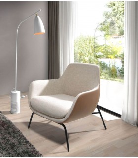 Butaca Sofisticada en Textil Crema y Polipiel Marrón Mdmhogar