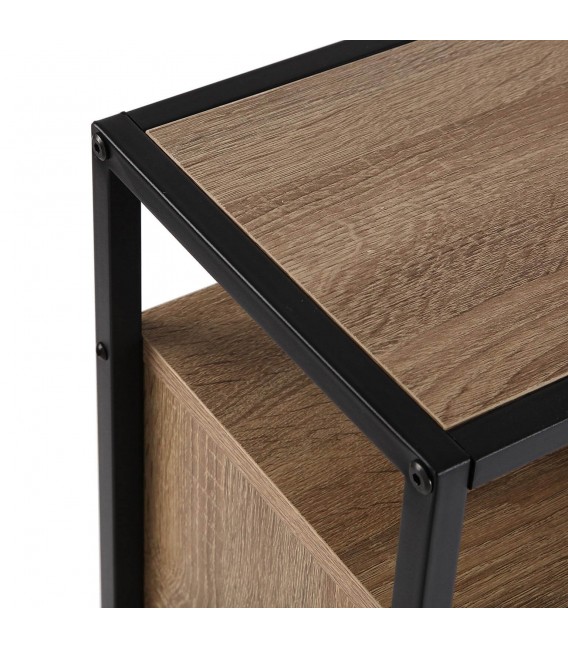 Mueble Zapatero en Metal Negro y Roble Tostado Mdmhogar2